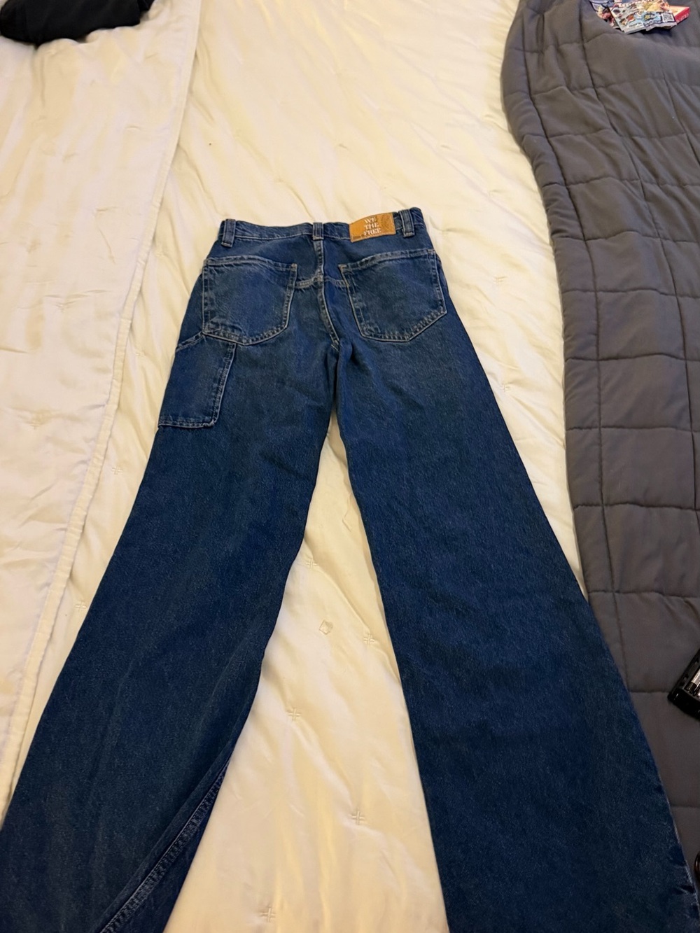 Free People Dark Blue Wide-Leg Flare Jeans